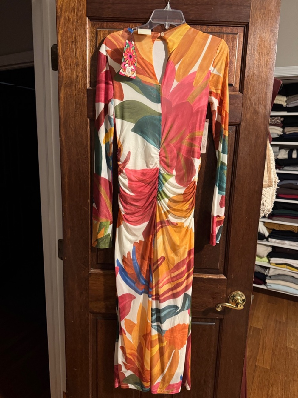 FARM Rio Multicolor Floral Maxi Dress - White, Orange, Pink, Green, Blue - Picture 2 of 3